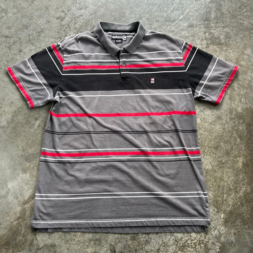 Vintage Ecko Unltd Striped Polo Shirt Men's XXL NWT Gray Red Black White Y2K